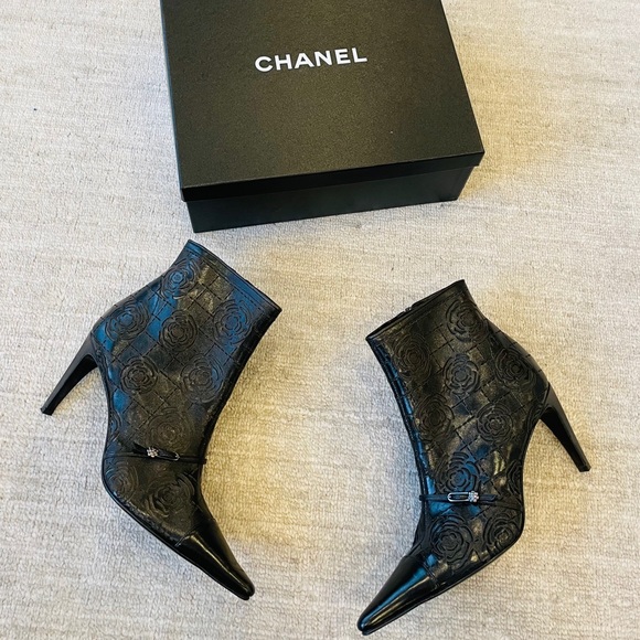 Chanel Laser Cut Camellia Ankle Boots - Picture 1 of 9